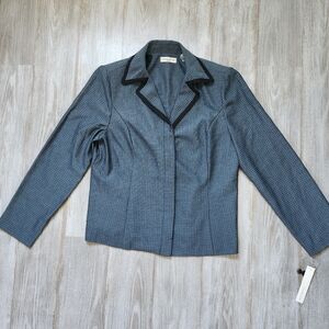 NWT VTG Amanda Smith Button Up Blazer Women's Sz 16 Blue Black Geometric